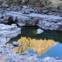Upper reaches of Rio Colca with a "bridge"